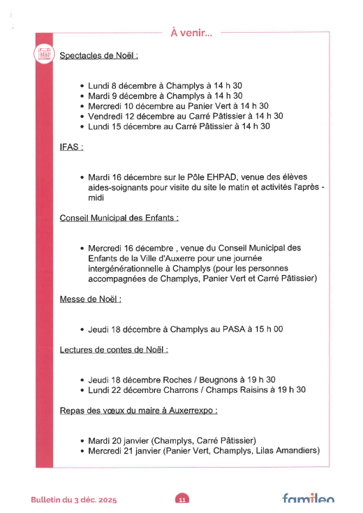 Evènements Décembre 2025 - Janvier 2026 - MDRY